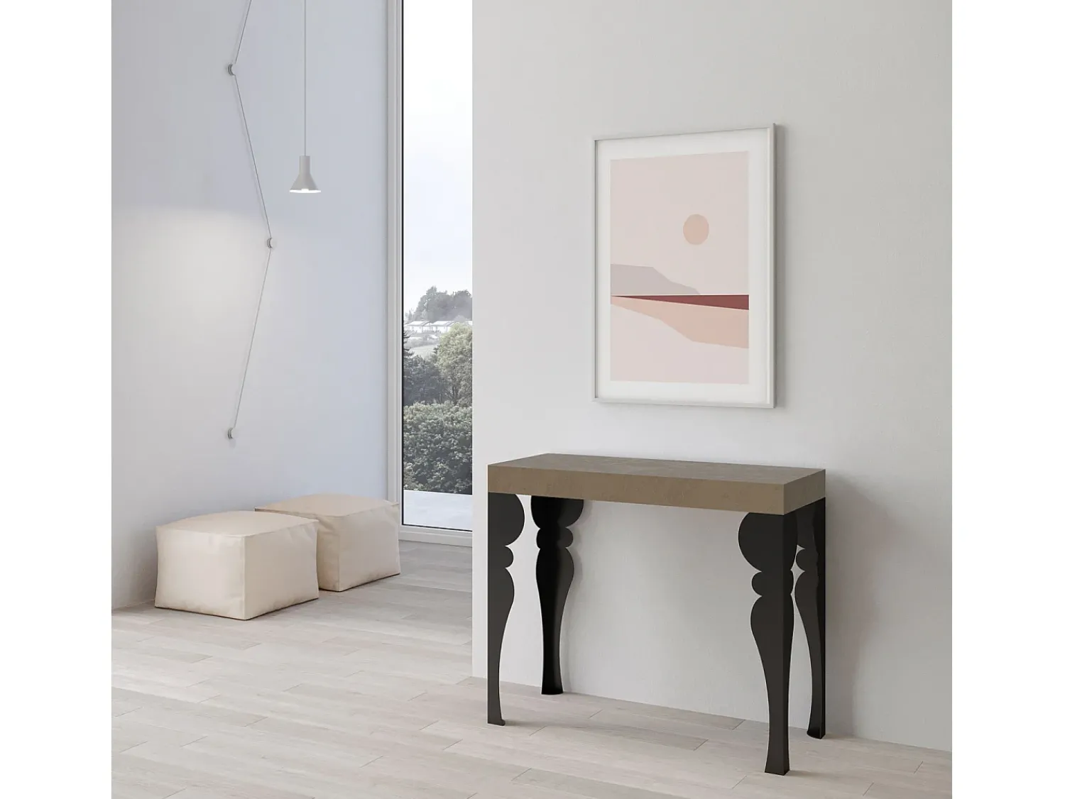 ITAMOBY Mesa consola extensível 90x40/300 cm Paxon Tortora quadro Antracite^ Consola