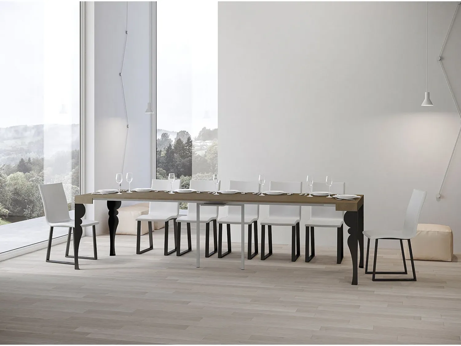 ITAMOBY Mesa consola extensível 90x40/300 cm Paxon Tortora quadro Antracite^ Consola
