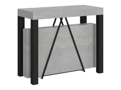 Consola|Ityhome Mesa consola extensível 90x40/300 cm Tiris cimento quadro antracite Cinzento