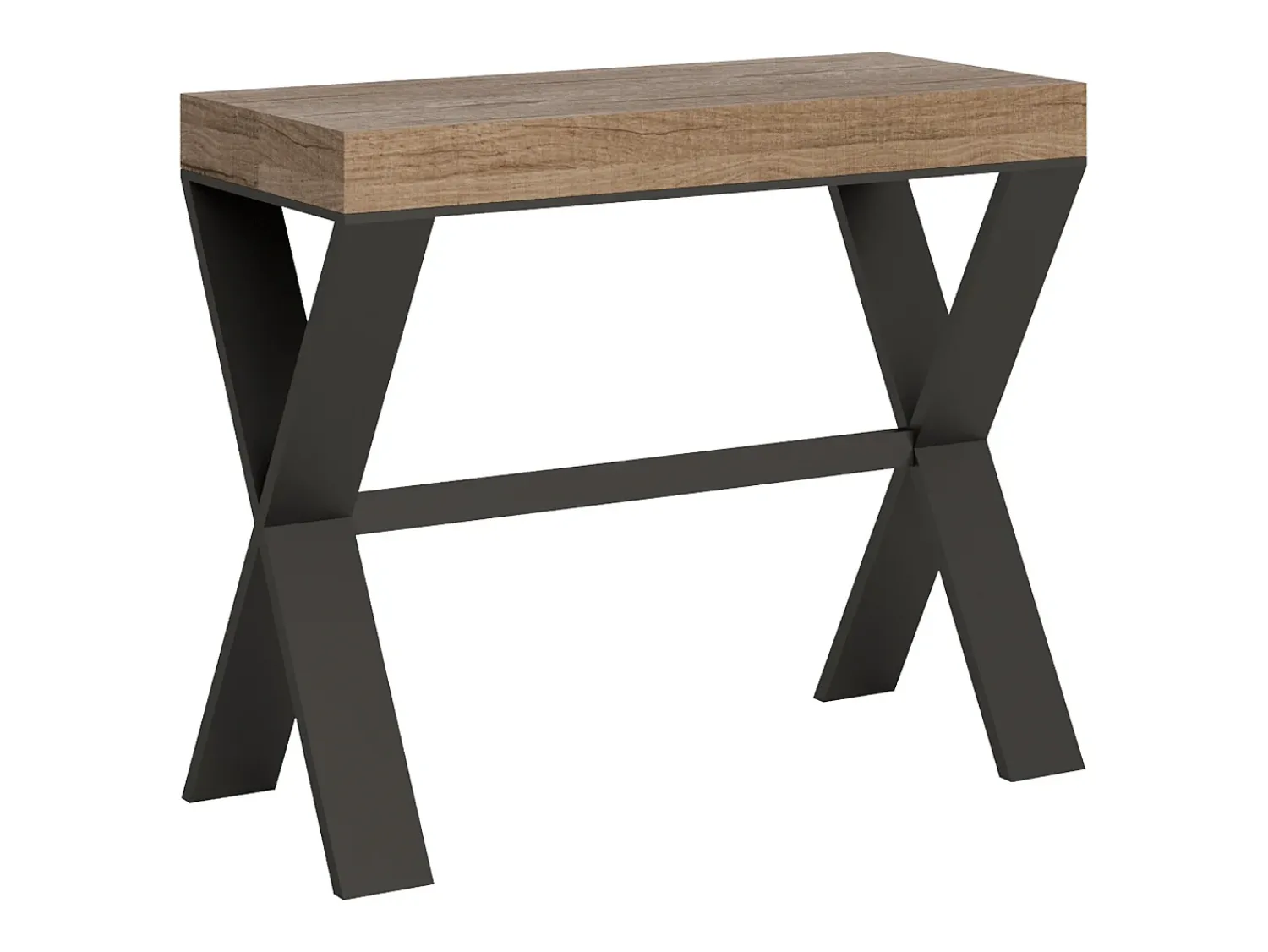 Clearance ITAMOBY Mesa consola extensível 90x40/196 cm Xenia Small Carvalho Natural quadro Antracite Natural claro