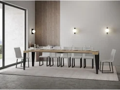 Consola*ITAMOBY Mesa consola extensível 90x40/300 cm Flame Carvalho Natural quadro Antracite Natural claro