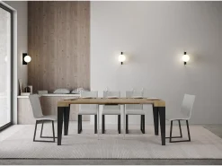 Consola*ITAMOBY Mesa consola extensível 90x40/300 cm Flame Carvalho Natural quadro Antracite Natural claro