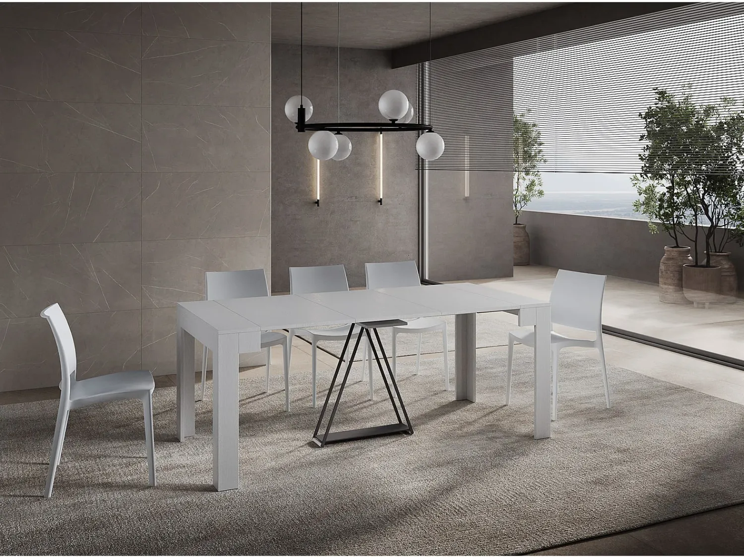 ITAMOBY Mesa consola extensível 90x42/302 cm Scicca Cinza Branca^ Consola
