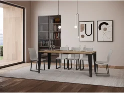 Consola|ITAMOBY Mesa consola extensível 90x40/196 cm Flame Small Evolution Carvalho Natural quadro Antracite Natural claro