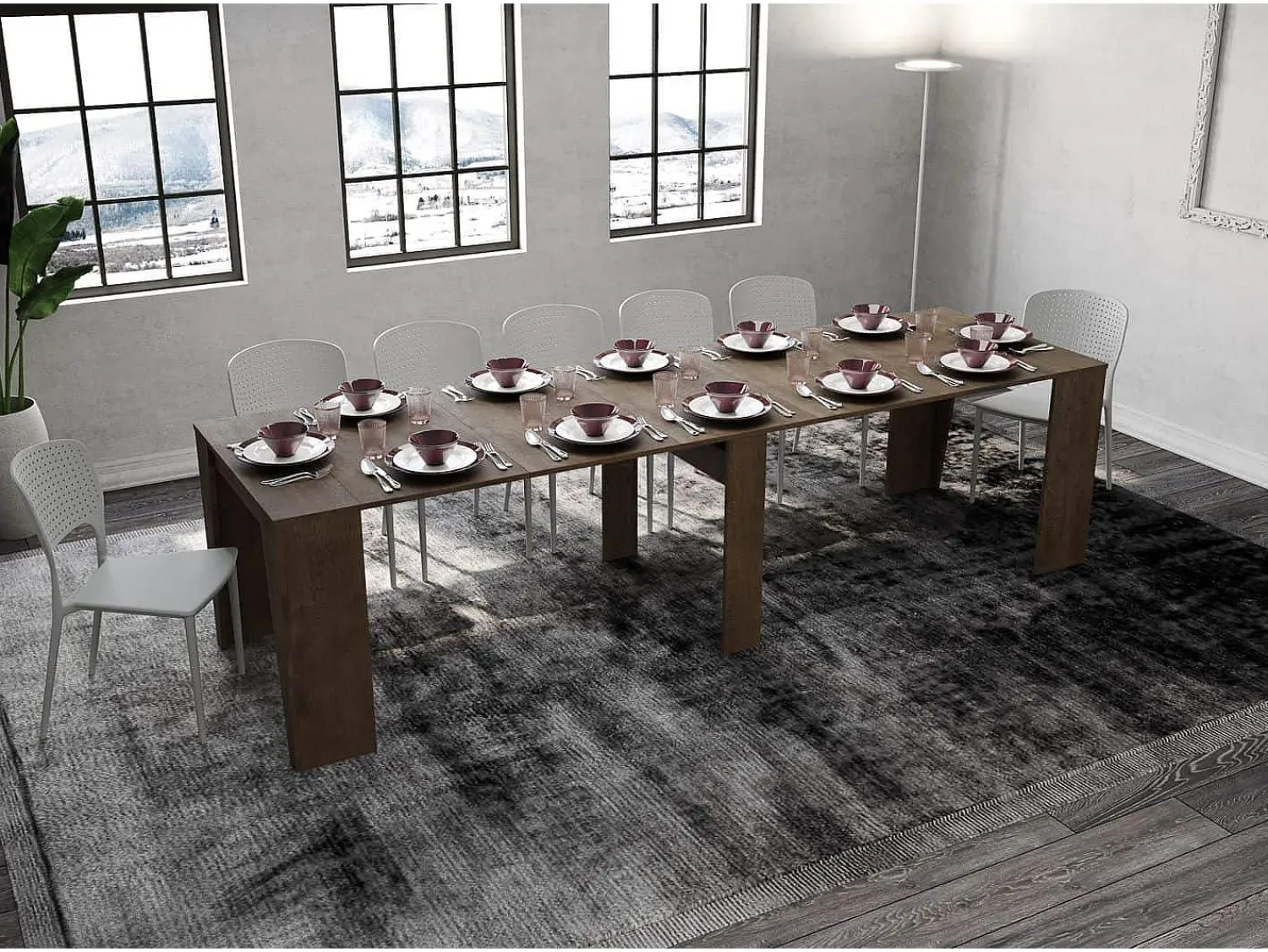 Online Ityhome Mesa consola extensível 90x48/308 cm Anvar nogueira Castanho