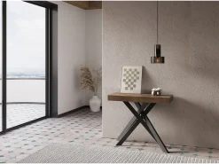Ityhome Mesa consola extensível 90x40/196 cm Krack Small nogueira pernas antracite^ Consola