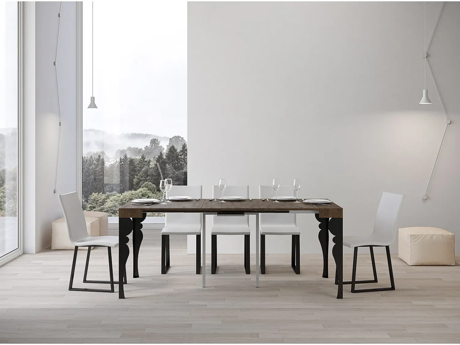 Consola|ITAMOBY Mesa consola extensível 90x40/196 cm Paxon Small Nogueira quadro Antracite Natural escuro