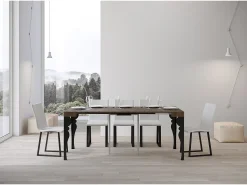 Consola|ITAMOBY Mesa consola extensível 90x40/196 cm Paxon Small Nogueira quadro Antracite Natural escuro