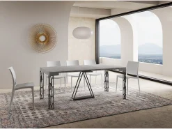 Consola*Ityhome Mesa consola extensível 90x40/196 cm Kerpa Small cimento quadro antracite Cinzento