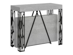 Consola*Ityhome Mesa consola extensível 90x40/196 cm Kerpa Small cimento quadro antracite Cinzento