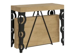 Consola|Ityhome Mesa consola extensível 90x40/196 cm Aceres Small carvalho natural quadro antracite Castanho