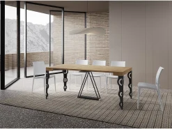 Consola|Ityhome Mesa consola extensível 90x40/196 cm Aceres Small carvalho natural quadro antracite Castanho