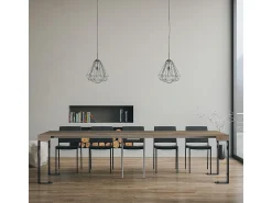 ITAMOBY Mesa consola extensível 90x40/300 cm Tecno Carvalho Natural quadro Antracite^ Consola