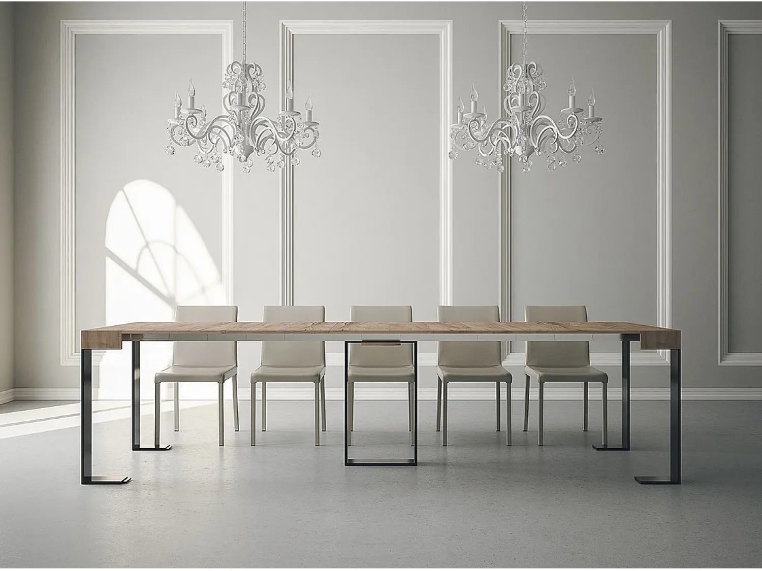 ITAMOBY Mesa consola extensível 90x40/300 cm Sintesi Carvalho Natural quadro Antracite^ Consola