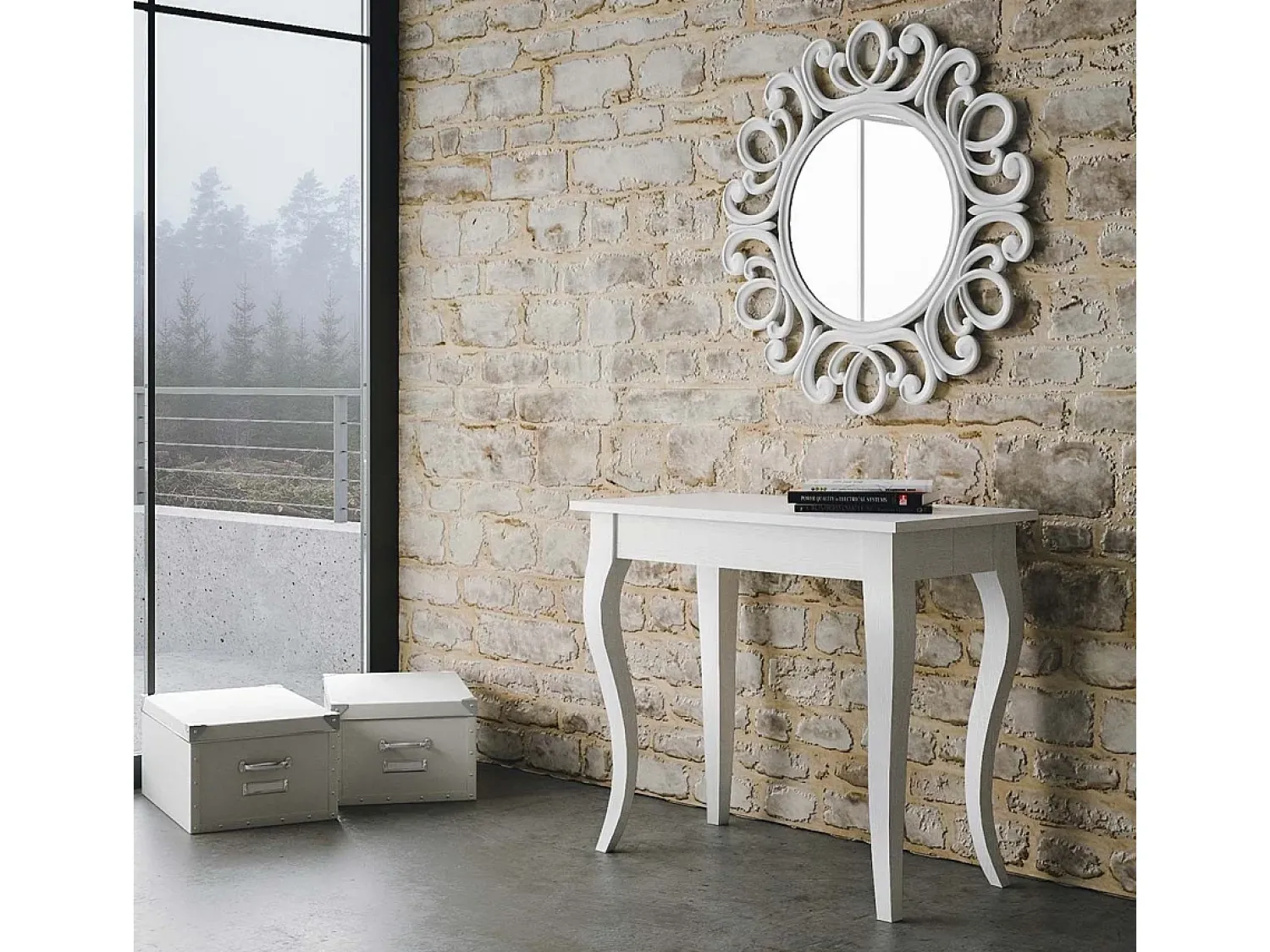 ITAMOBY Mesa consola extensível 90x48/204 cm Olanda Small Cinza Branca^ Consola