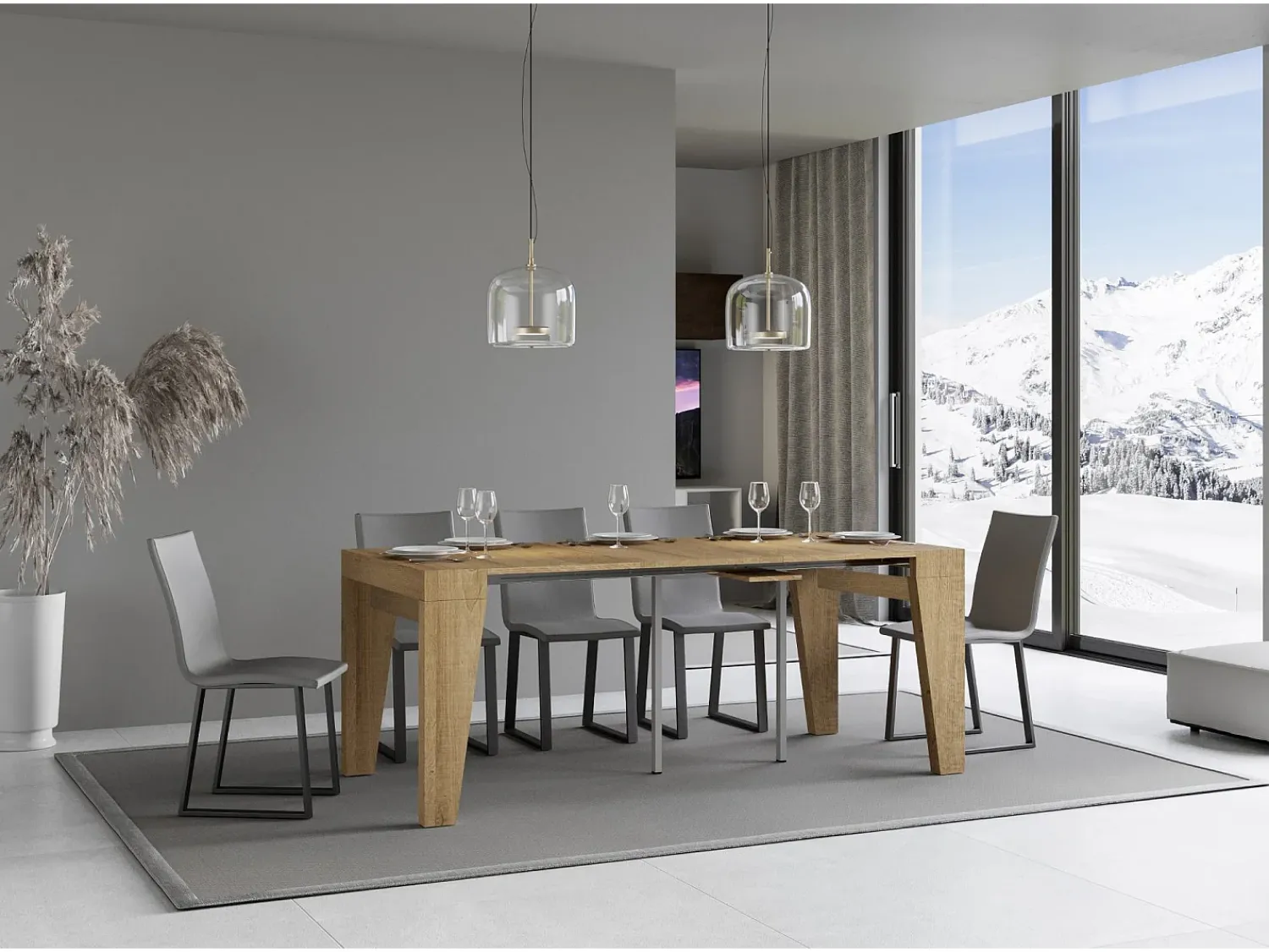 New ITAMOBY Mesa consola extensível 90x40/300 cm Naxy Carvalho Natural Natural claro