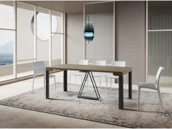 Consola*Ityhome Mesa consola extensível 90x40/300 cm Tarax tortora quadro antracite Castanho