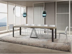 Consola*Ityhome Mesa consola extensível 90x40/300 cm Tarax tortora quadro antracite Castanho