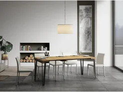 ITAMOBY Mesa consola extensível 90x40/196 cm Rio Small Carvalho Natural quadro Antracite Natural claro