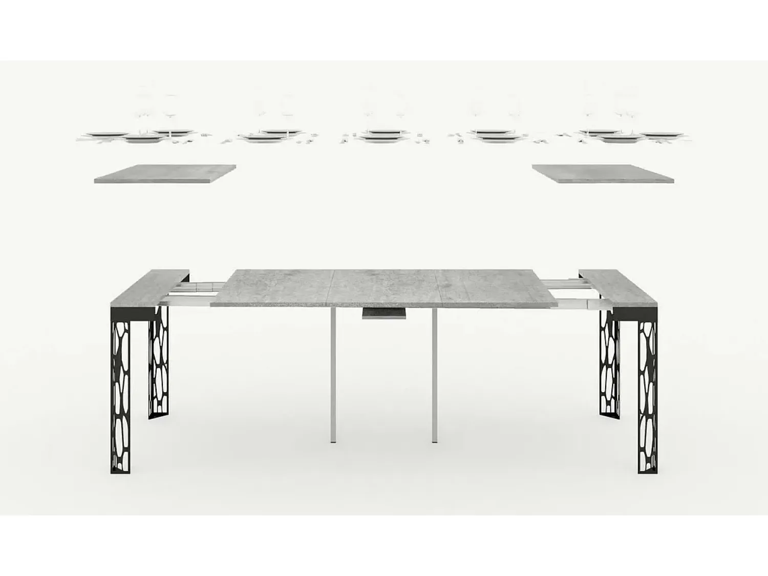 ITAMOBY Mesa consola extensível 90x40/300 cm Ghibli Evolution Nogueira quadro Antracite^ Consola