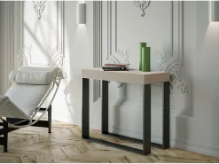Outlet ITAMOBY Mesa consola extensível 90x40/196 cm Elettra Small Cachemira quadro Antracite Cinzento