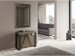 Outlet Ityhome Mesa consola extensível 90x40/196 cm Zamat Small tortora quadro antracite Castanho