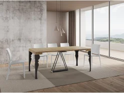Consola|Ityhome Mesa consola extensível 90x40/196 cm Riza Small carvalho natural quadro antracite Castanho
