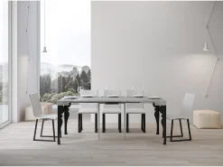 ITAMOBY Mesa consola extensível 90x40/300 cm Paxon Cimento quadro Antracite^ Consola
