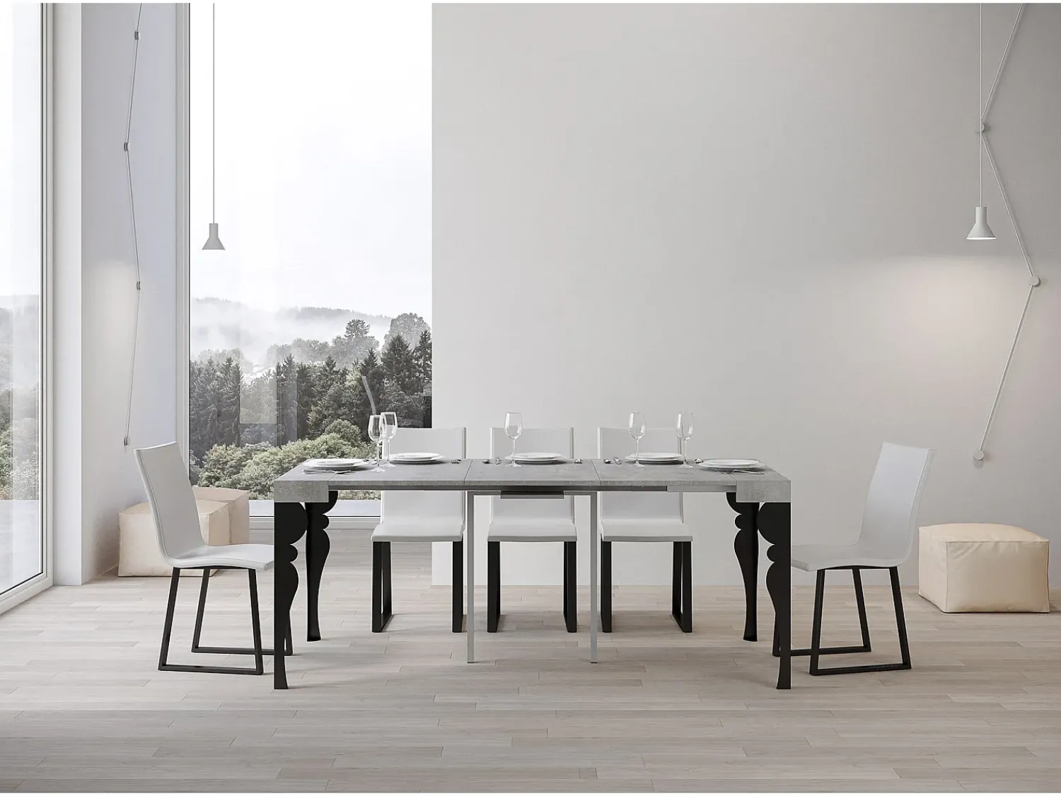 ITAMOBY Mesa consola extensível 90x40/300 cm Paxon Cimento quadro Antracite^ Consola