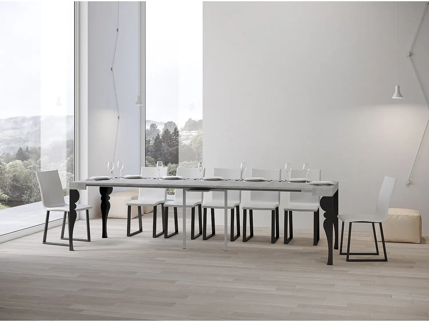 ITAMOBY Mesa consola extensível 90x40/300 cm Paxon Cimento quadro Antracite^ Consola