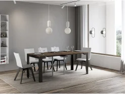 Consola*ITAMOBY Mesa consola extensível 90x40/196 cm Linea Evolution Small Nogueira quadro Antracite Natural escuro