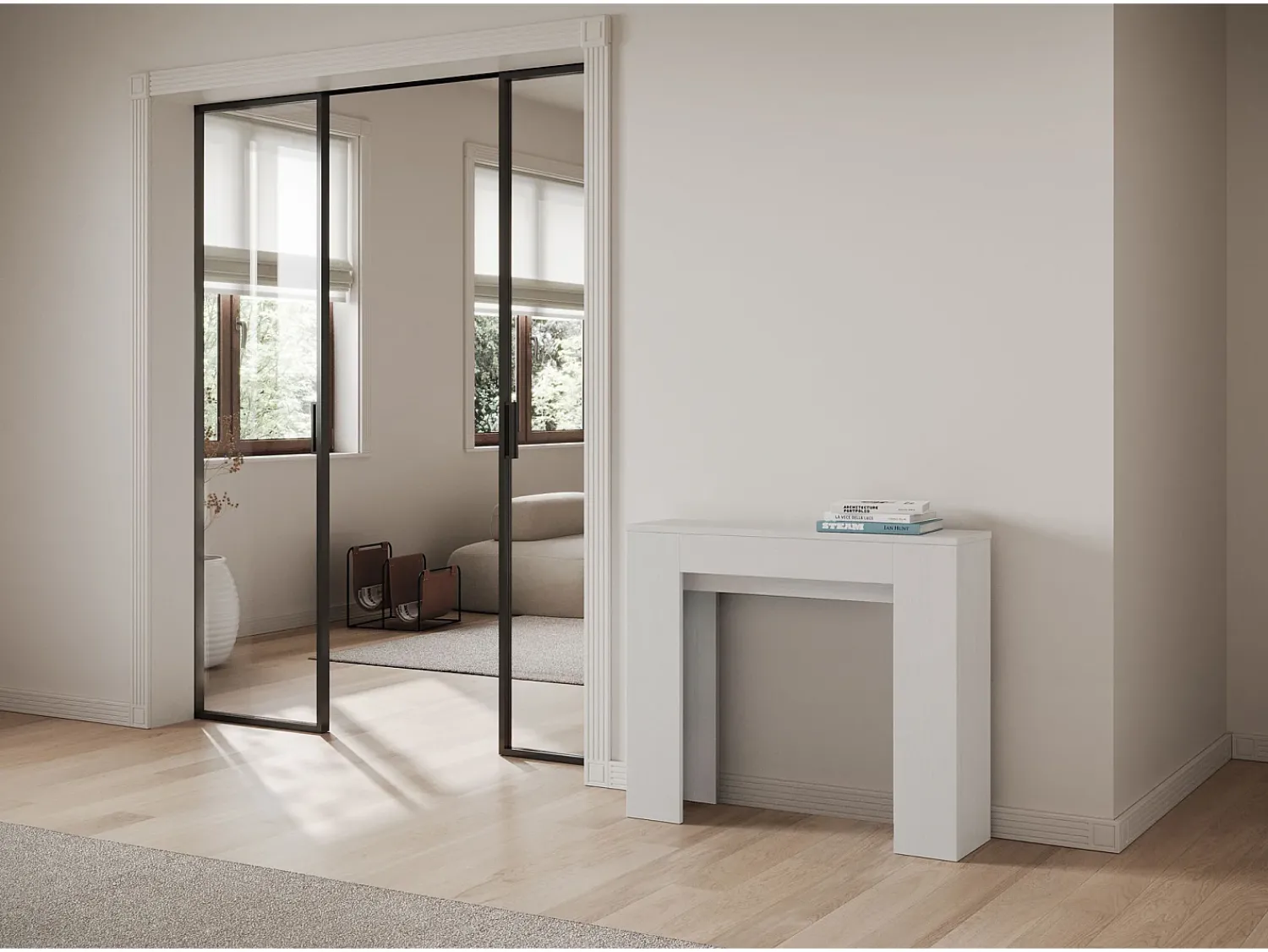 Consola*ITAMOBY Mesa consola extensível 90x25/181 cm Slick Cinza Branca Branco