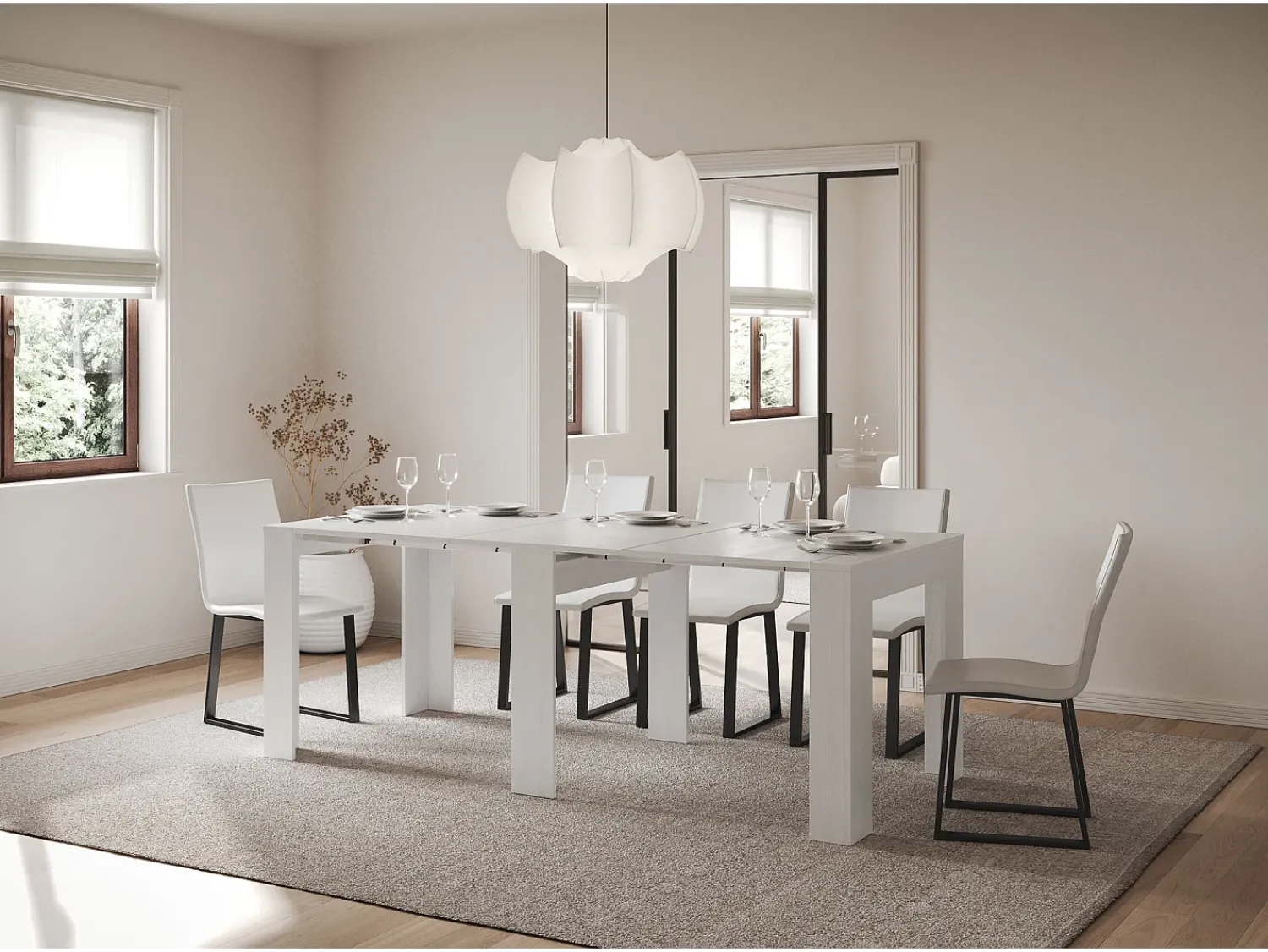 Consola*ITAMOBY Mesa consola extensível 90x25/181 cm Slick Cinza Branca Branco