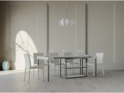 ITAMOBY Mesa consola extensível 90x40/196 cm Plano Small Cinza Branca quadro Antracite^ Consola