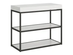 ITAMOBY Mesa consola extensível 90x40/196 cm Plano Small Cinza Branca quadro Antracite^ Consola
