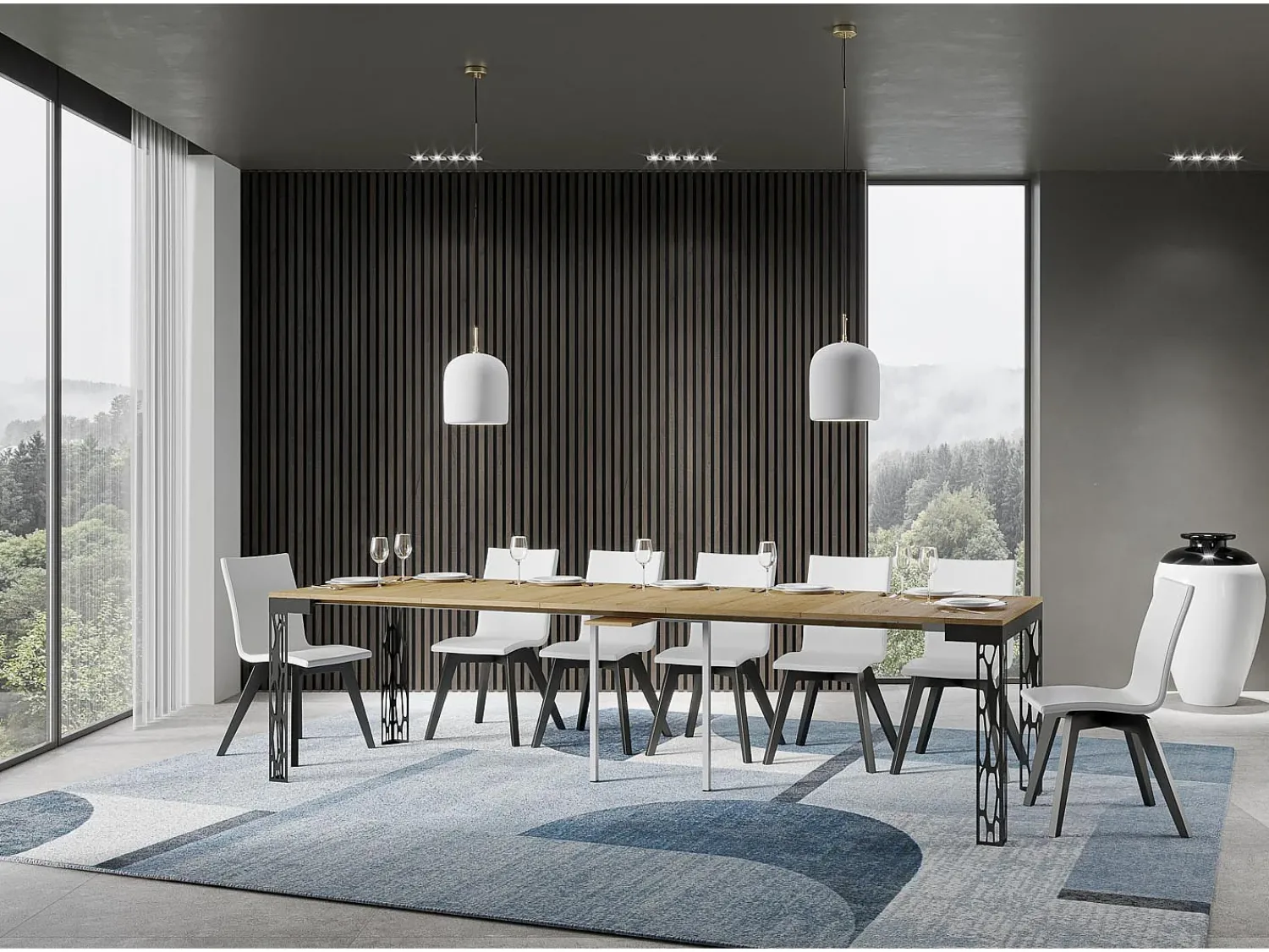 Consola*ITAMOBY Mesa consola extensível 90x40/300 cm Ghibli Evolution Carvalho Natural quadro Antracite Natural claro