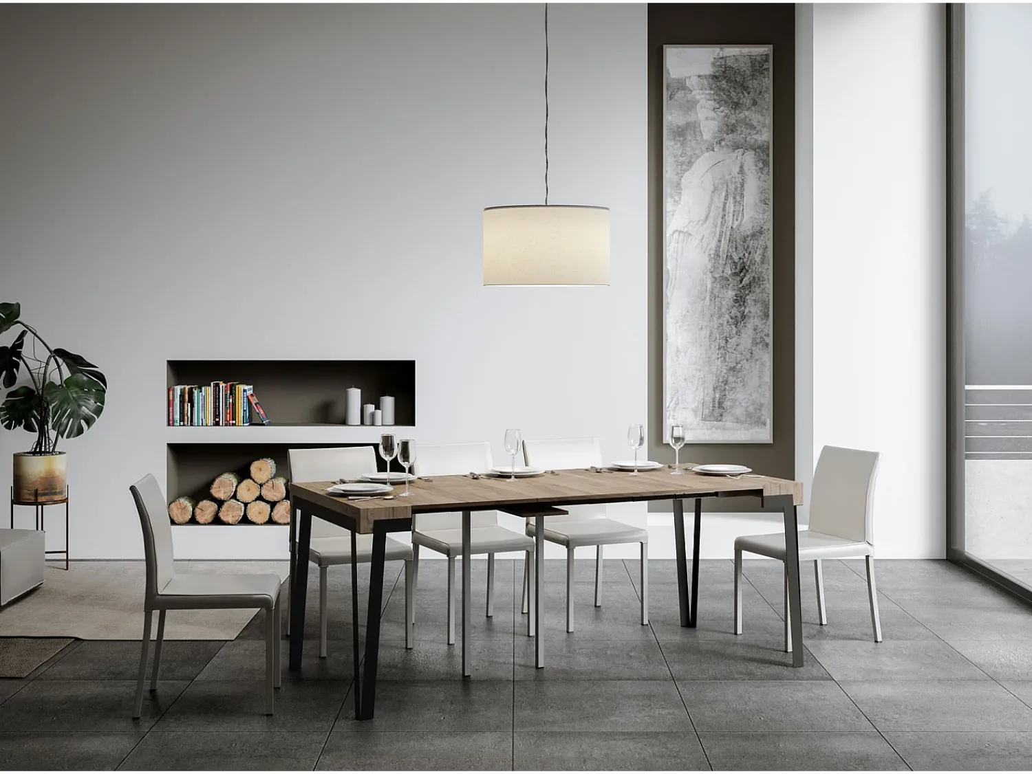ITAMOBY Mesa consola extensível 90x40/300 cm Rio Carvalho Natural quadro Ferrugem Castanho