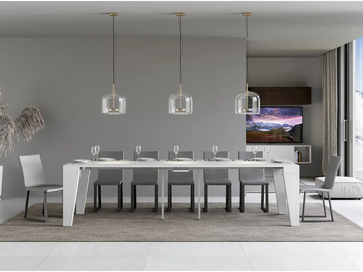 Consola*ITAMOBY Mesa consola extensível 90x40/300 cm Naxy Cinza Branca Branco