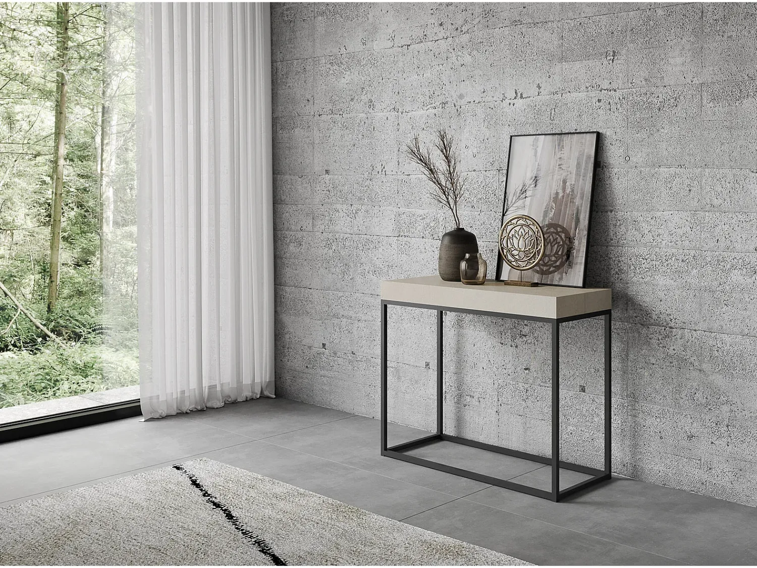Hot ITAMOBY Mesa consola extensível 90x40/196 cm Nordica Small Cachemira quadro Antracite Cinzento