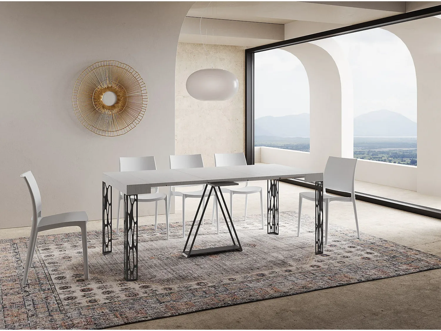 Hot Ityhome Mesa consola extensível 90x40/300 cm Kerpa cinza branca quadro antracite Branco