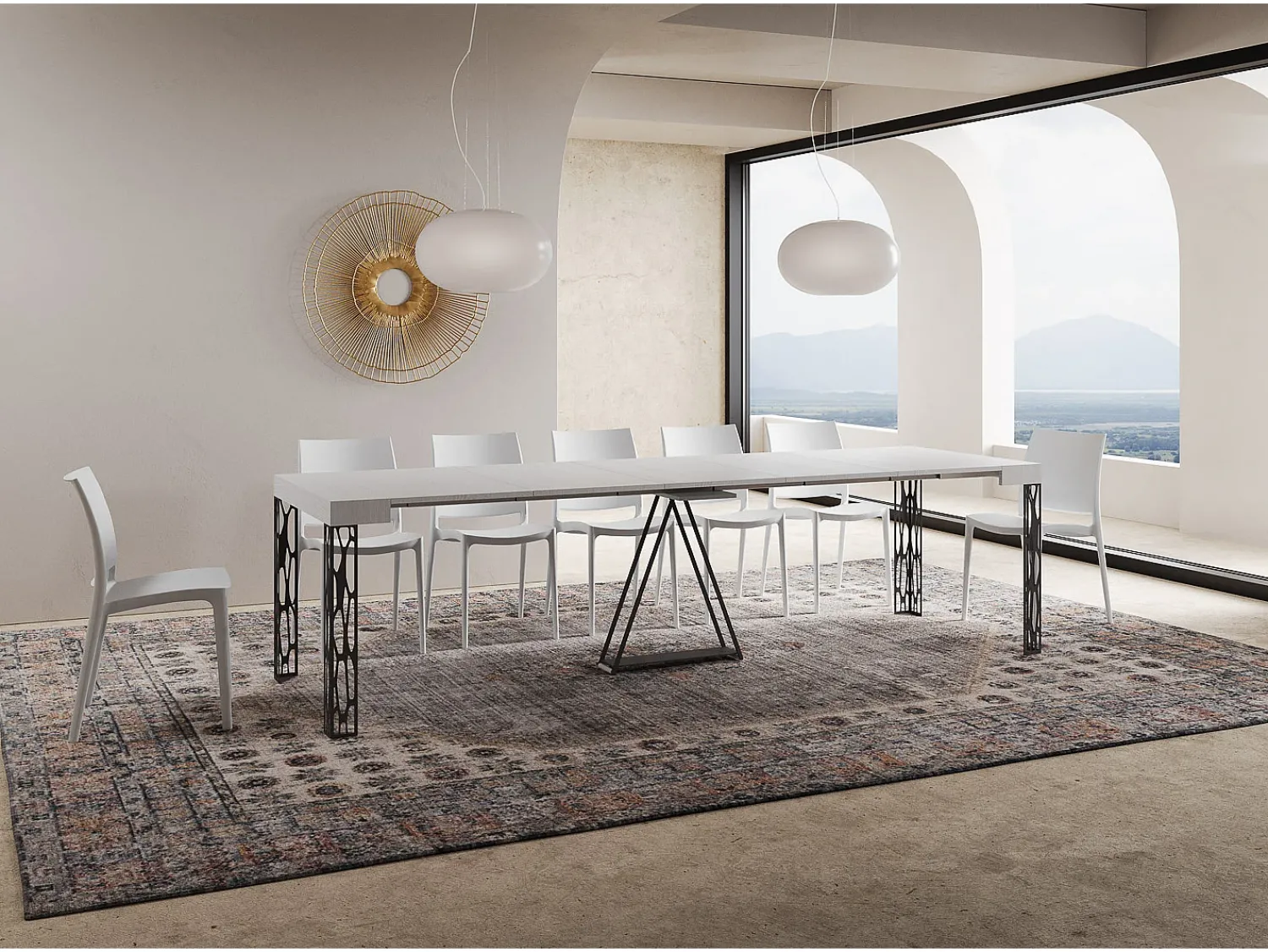 Hot Ityhome Mesa consola extensível 90x40/300 cm Kerpa cinza branca quadro antracite Branco