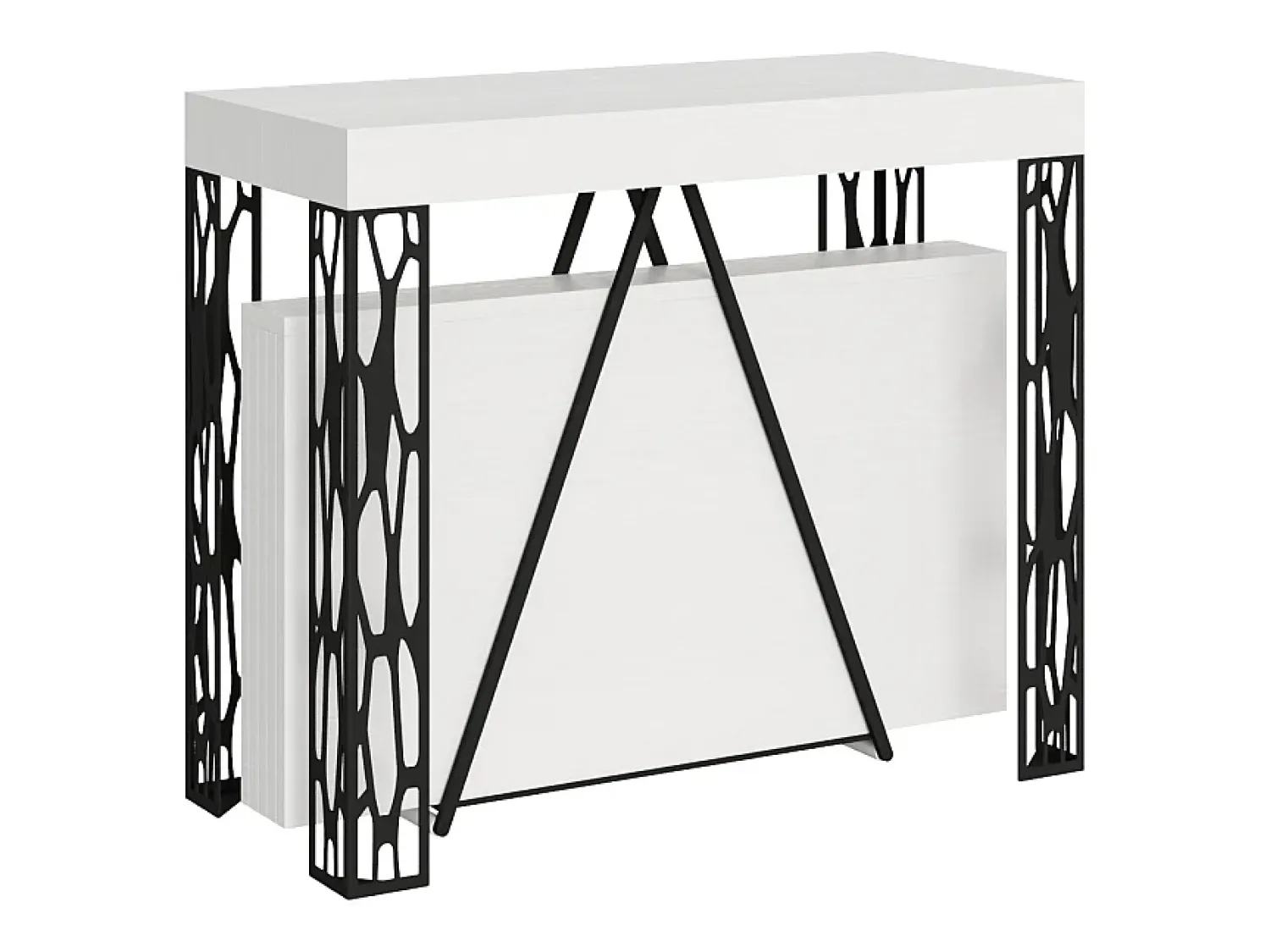 Hot Ityhome Mesa consola extensível 90x40/300 cm Kerpa cinza branca quadro antracite Branco