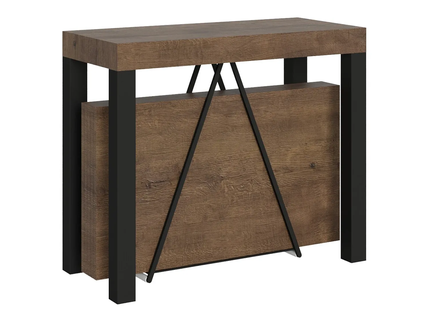 Ityhome Mesa consola extensível 90x40/300 cm Tiris nogueira quadro antracite^ Consola