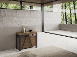Ityhome Mesa consola extensível 90x40/300 cm Tiris nogueira quadro antracite^ Consola