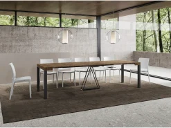 Ityhome Mesa consola extensível 90x40/300 cm Tiris nogueira quadro antracite^ Consola