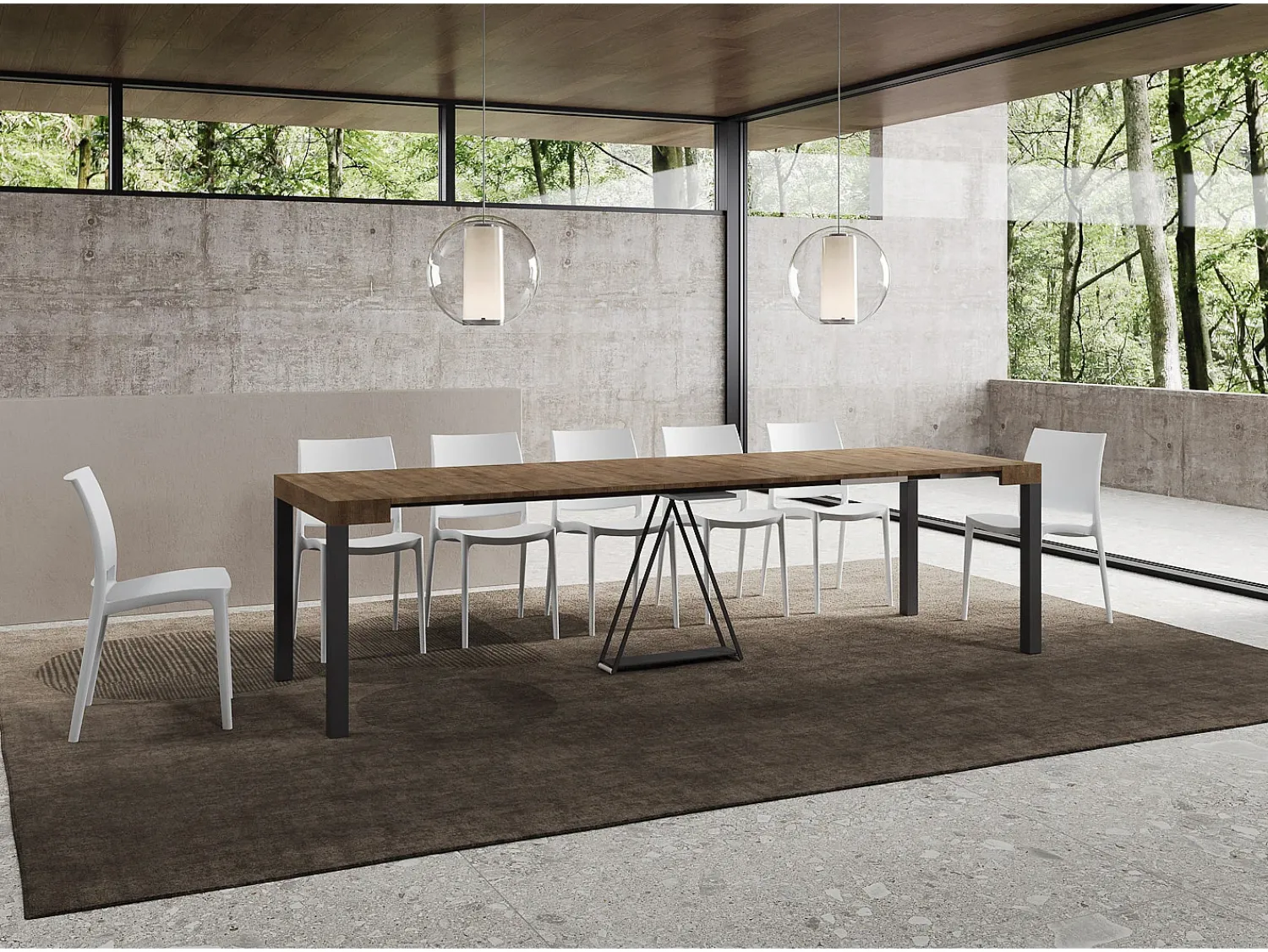 Ityhome Mesa consola extensível 90x40/300 cm Tiris nogueira quadro antracite^ Consola