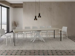 Consola*Ityhome Mesa consola extensível 90x40/300 cm Krack caxemira pernas brancas Cinzento