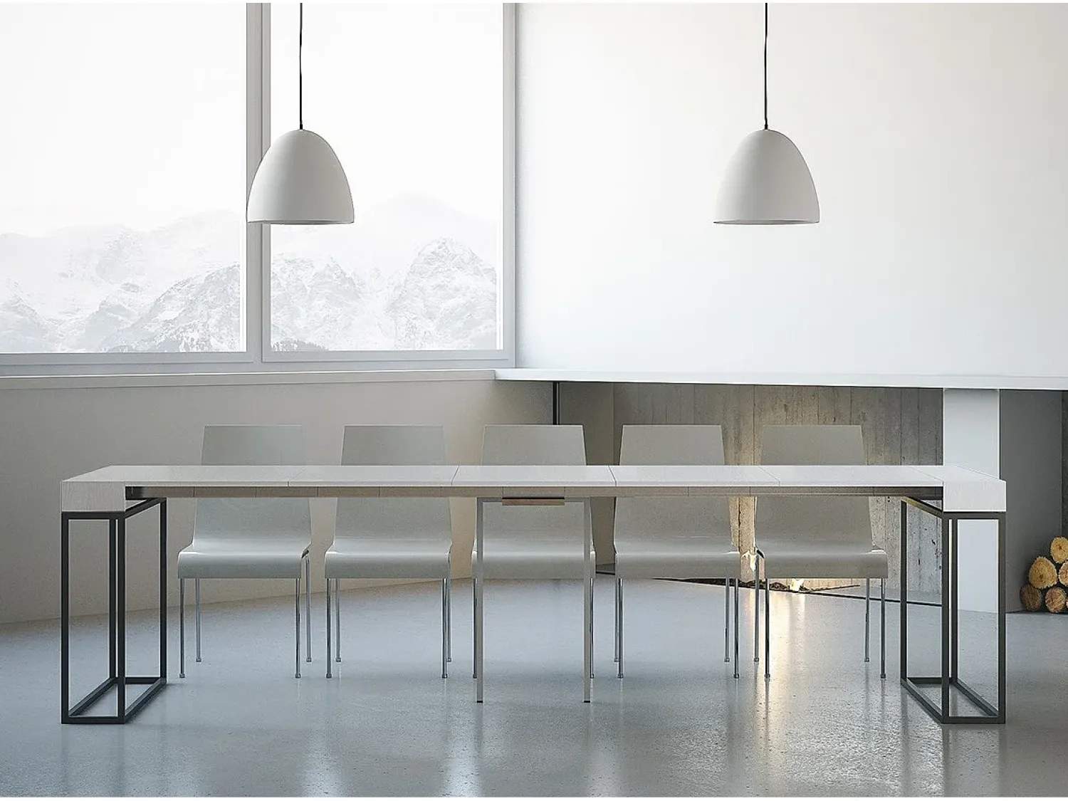 ITAMOBY Mesa consola extensível 90x40/300 cm Epoca Cinza Branca quadro Antracite^ Consola
