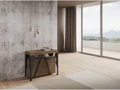 Best Ityhome Mesa consola extensível 90x40/196 cm Riza Small nogueira quadro antracite Castanho