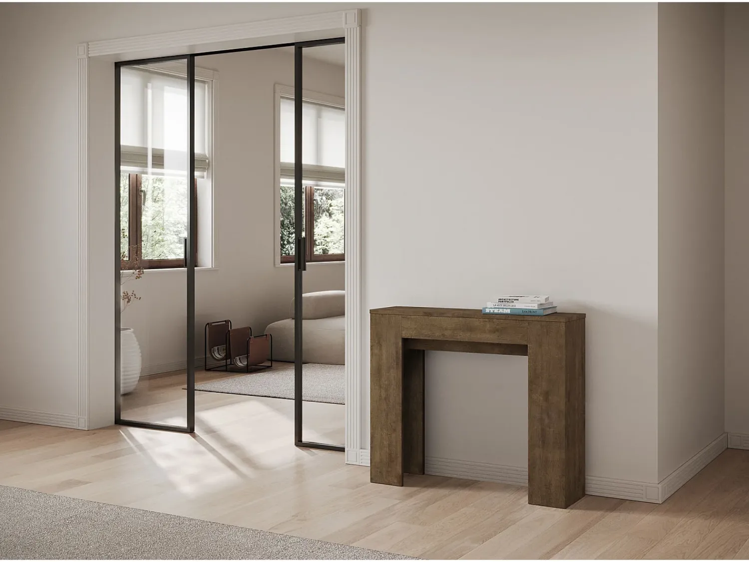 ITAMOBY Mesa consola extensível 90x25/181 cm Slick Nogueira^ Consola